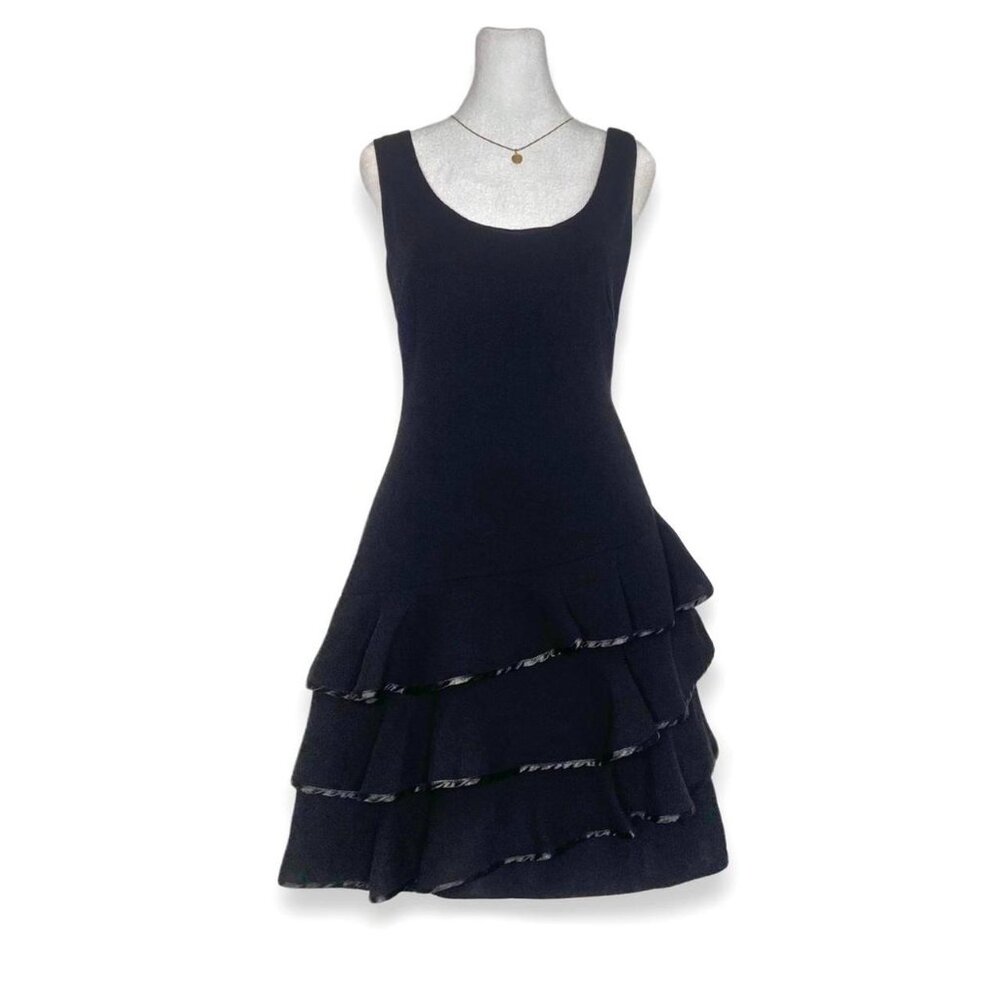 Julie Brown NYC Vintage  Classic Black Ruffle Dark Romantic Whimsigoth Dress